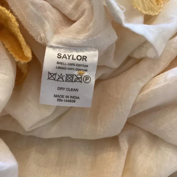 Saylor Saya Checkered Smocked Mini Dress size‎ Medium Yellow & White Lined - Picture 11 of 11